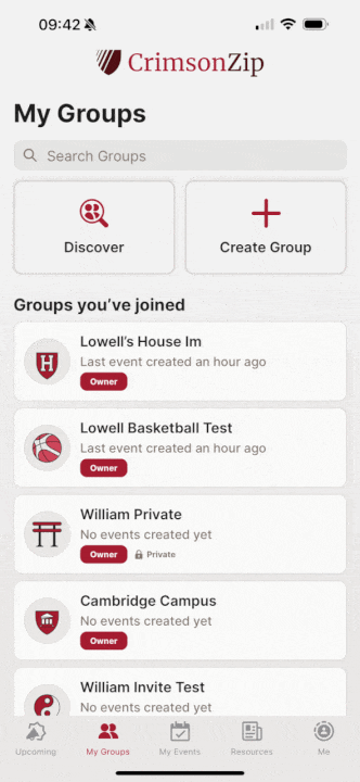 animated screenshots demonstrating how to create groups within crimson zip