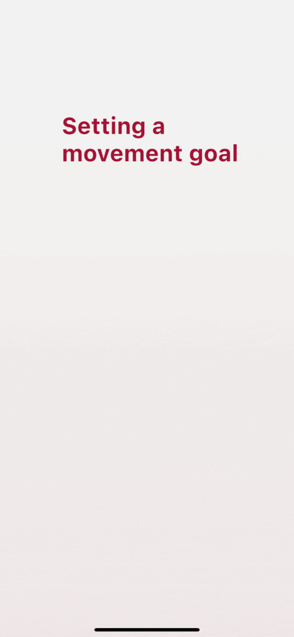 Animated screenshot showing how to set a movement goal or an advocate.